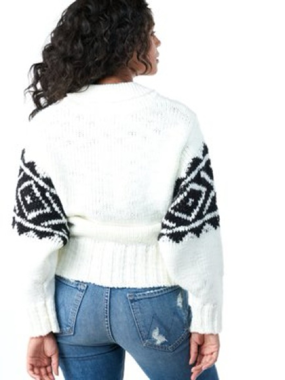 Jen’s Pirate Booty Beach Bonfire Zip Up Black Patterned Sleeve Sweater - Picture 8 of 8